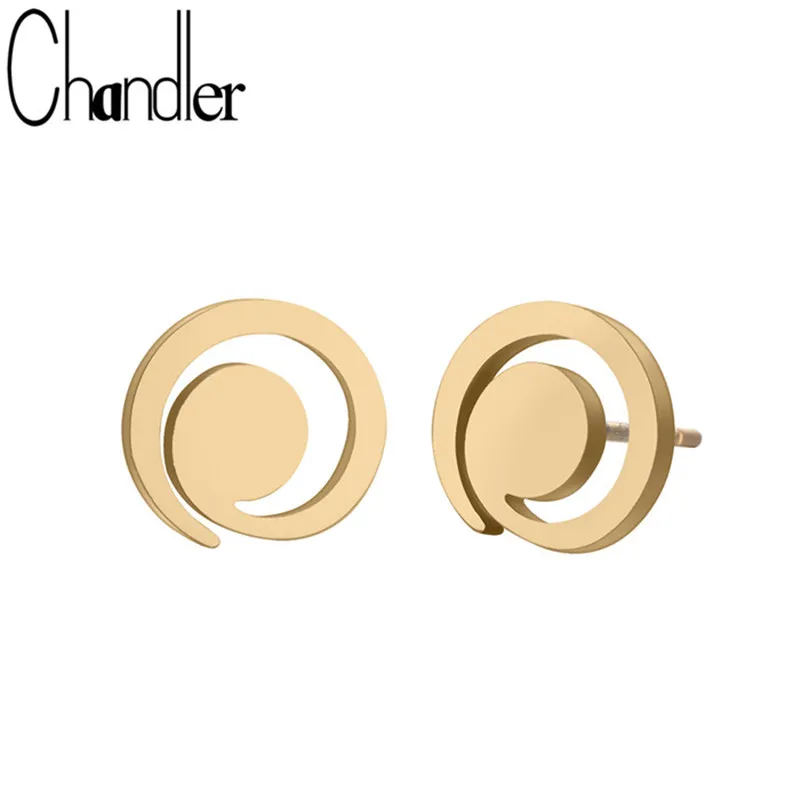 Женские Спиральные серьги Chandler из нержавеющей стали золотые гвоздики в стиле хип