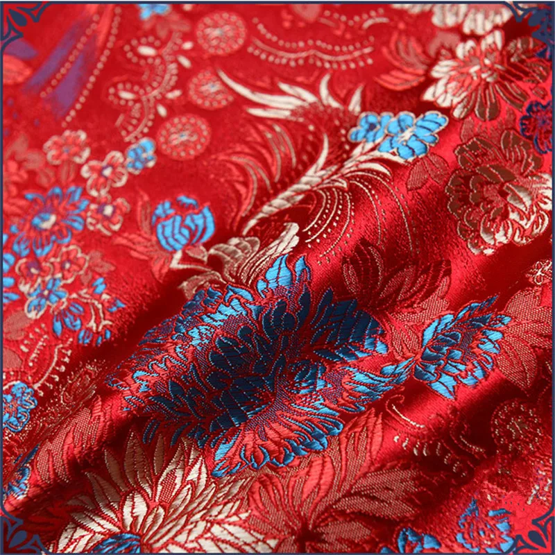 

CF445 100*75cm 9colors Peony Florals Jacquard Brocade Fabric Silk Chinese Festival Wedding Dress Qipao Cheongsam DIY Material