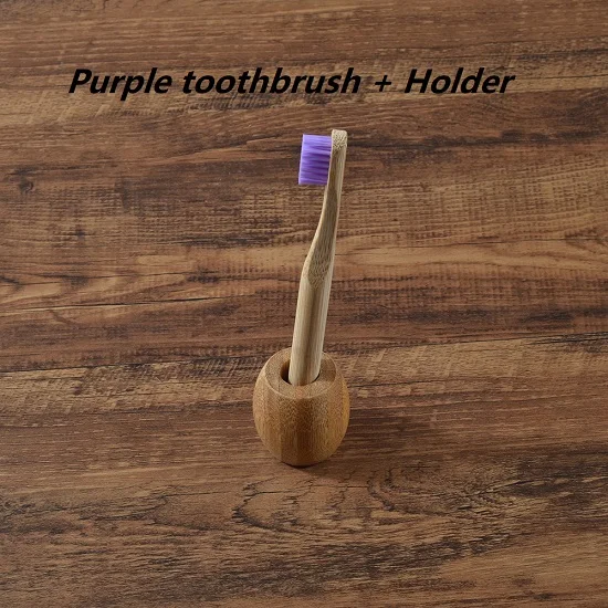 Purple Детская зубная щетка с держателем экологичный бамбуковый держатель для зубной щетки подставки натуральные веганские зубные щетки аксессуары инструменты - Цвет: Purple