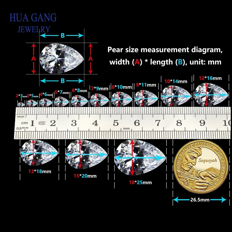 Ярко синий кубический цирконий в форме груши AAAAA искусственный Цирконий камень