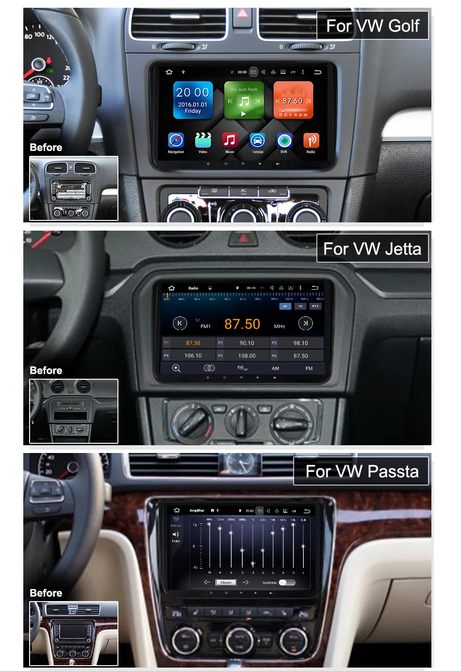 Eunavi 2 Din 9 ''Android 9,0 4G ram автомобильное радио стерео gps Navi для VW Passat B6 CC Polo GOLF 5 6 Touran Jetta Tiguan Magotan Seat