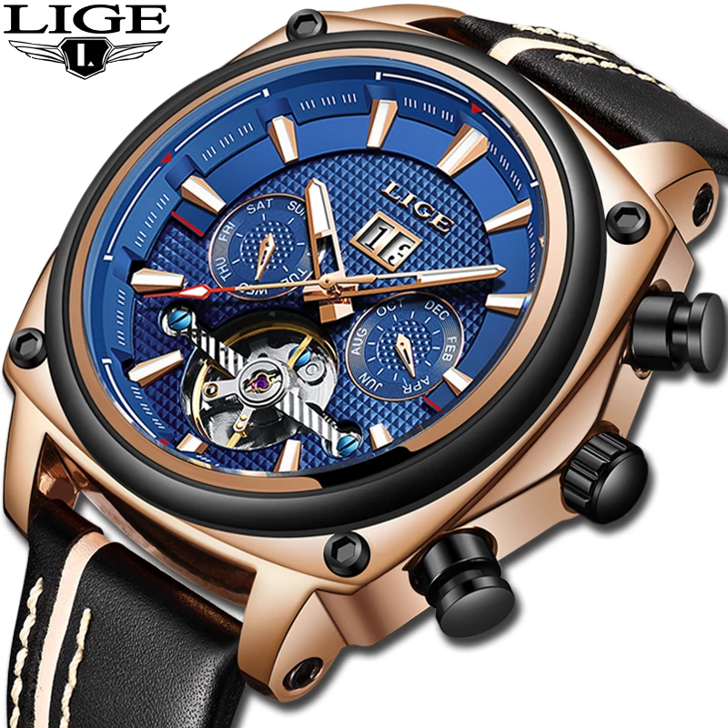 Reloj Hombre 2019 LIGE мужские часы Tourbillon модные роскошные спортивные механические