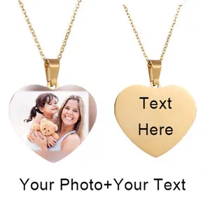 Custom Gold Heart День матери, круглое ожерелье в форме сердца, именная табличка на заказ, фото, Золотая цепочка, ожерелье для женщин и мужчин, Индивидуальные ювелирные изделия - Окраска металла: Custom Gold Heart