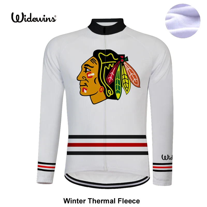 pic color Chicago blackhawks Pro тканевая зимняя высококачественная велосипедная Джерси, длинная гоночная профессиональная велосипедная Джерси, Зимняя Теплая Флисовая 8002 - Цвет: pic color