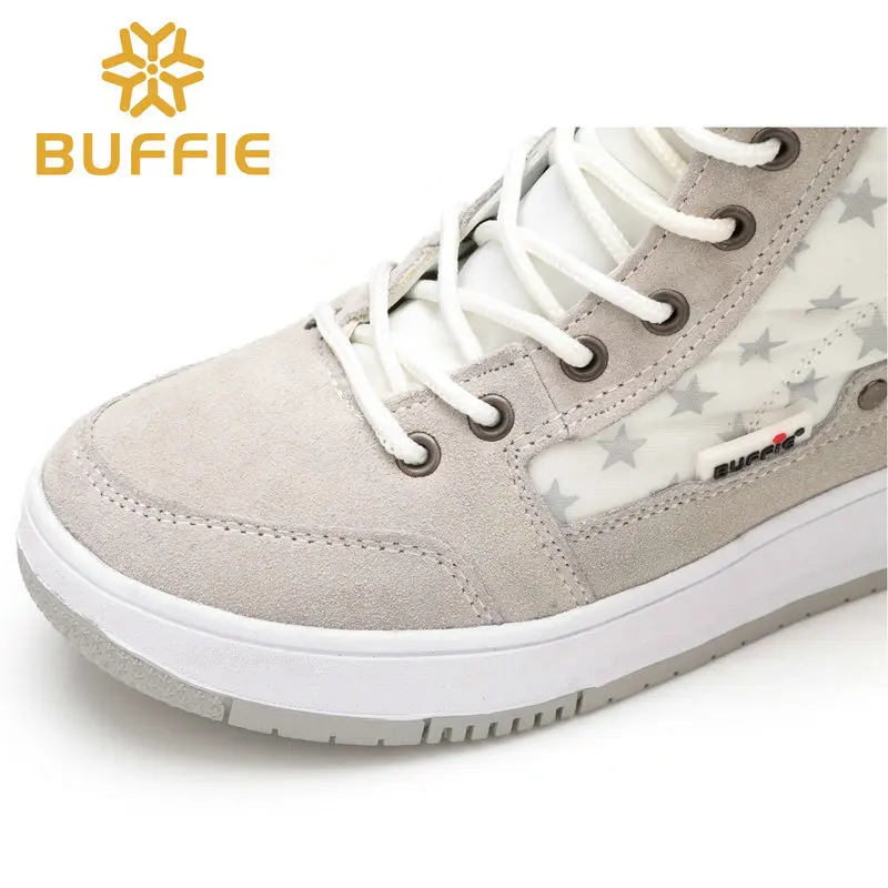 Зимние ботинки для больших девочек ботильоны с теплым принтом со снежинками