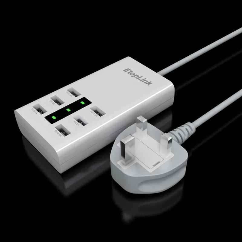 EtopLink 6 портов USB мобильный телефон зарядное устройство разъем универсальный