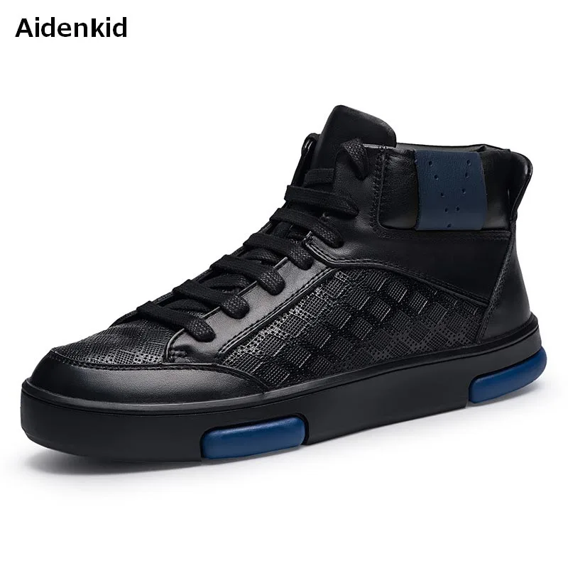 Aidenkid/2018 г. кожаные осенне зимние мужские Ботинки martin из воловьей кожи большого