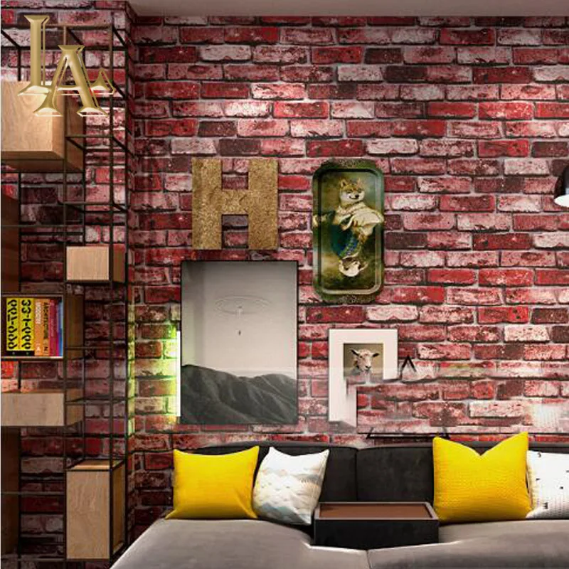 Винтажные кирпичные текстурированные обои для декора стен рельефные 3D в рулонах