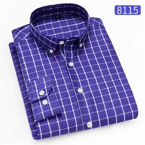 AILEEKISS, мужские рубашки, высокое качество, с длинным рукавом, мужская повседневная рубашка, на пуговицах, с воротником, простота, Homme, мягкая одежда, XT815 - Цвет: 8115