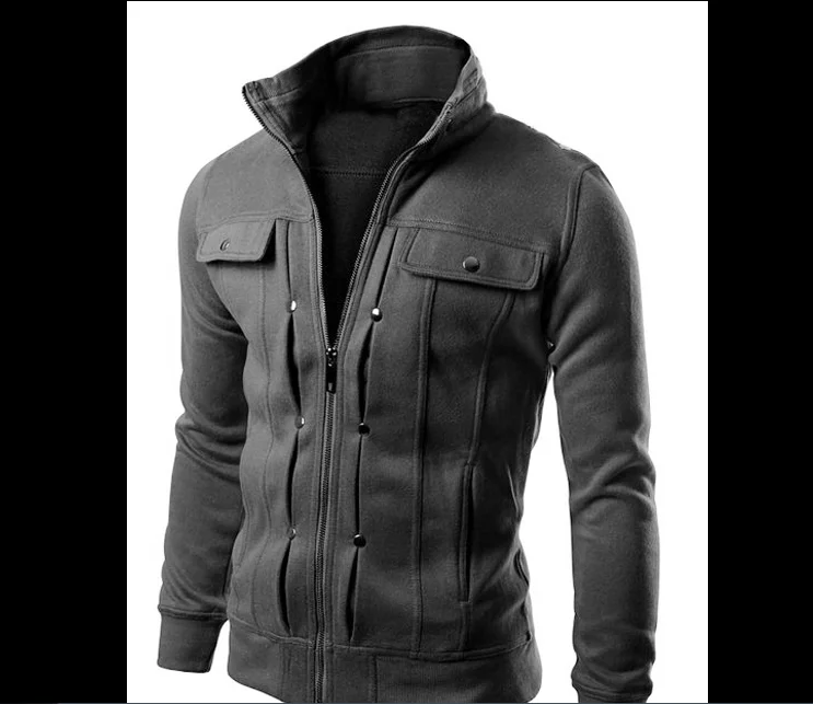 Мужская приталенная куртка в стиле милитари Повседневная Верхняя одежда черного