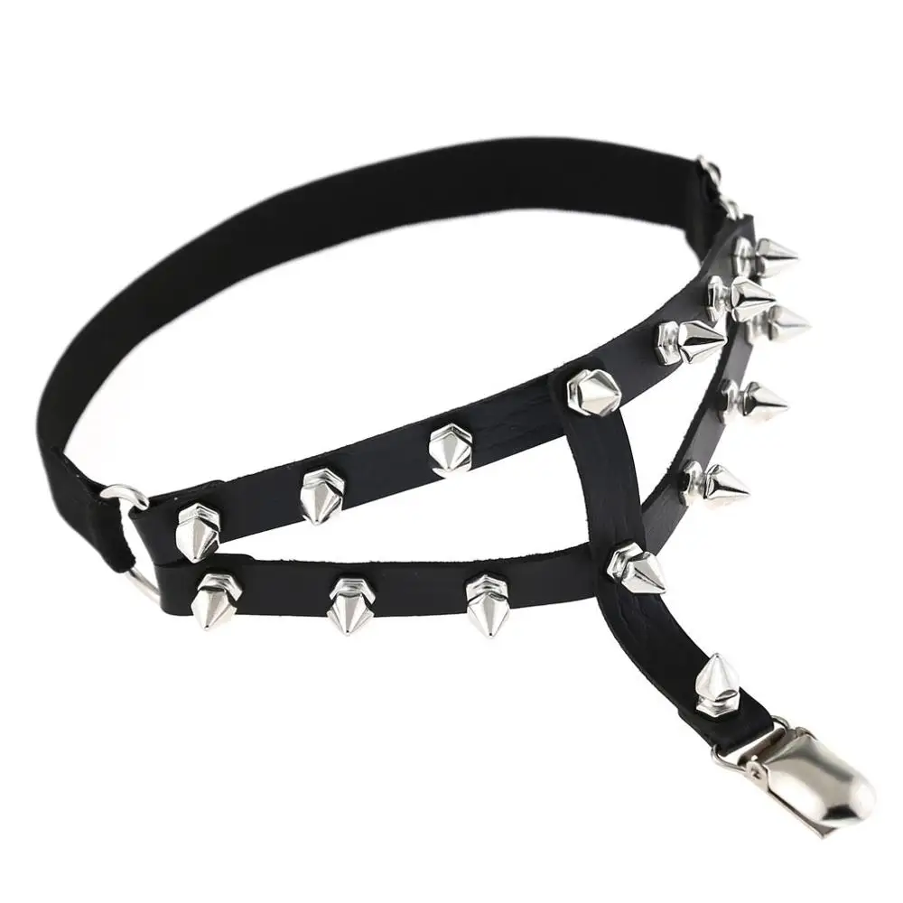 black 1 шт., женские подвязки с шипами для ног, для девушек, сексуальные, кожаные, для ног, на ремешке, на бедрах, в стиле панк, шпильки, косплей, вечерние, raves, ювелирные изделия, регулируемые - Окраска металла: black