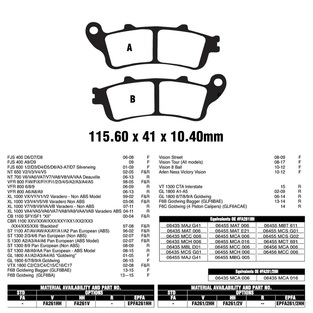 Передние и задние тормозные колодки ZSDTRP для мотоцикла Honda FJS 400/FJS600 /NT 650 700/VFR800 /XL 1000