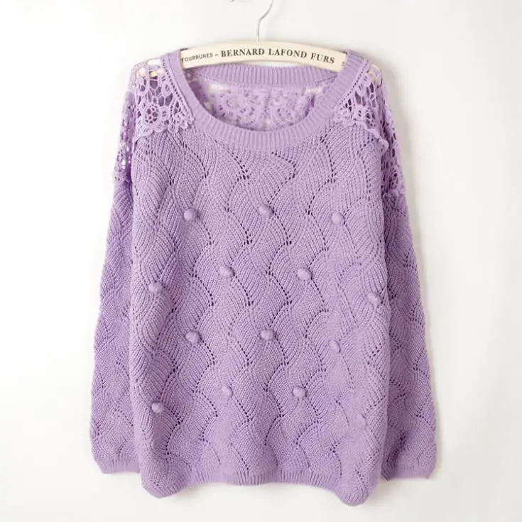 2014 new female Mori Japanese Korean sweet lace openwork crochet balls hedging sweater coat big yards | Женская одежда