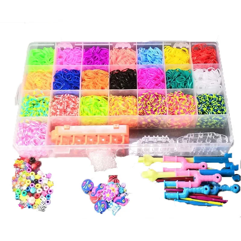 

4600/6800pcs Loom Rubber Bands Set Girls DIY Toy Adult Elastic Bands with Clips for bracelet Figures Charms Art Craft