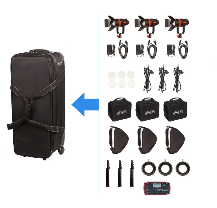 3 шт. CAME-TV Q-55S Boltzen 55w 8700люкс/1м высокой мощности Френельский светильник на светодиодах Bi-Color в комплекте.