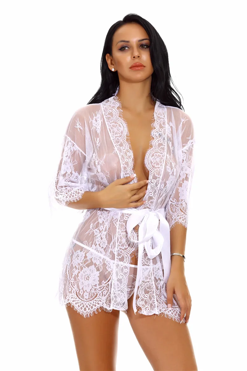 NINGMI Сексуальный банный халат женское кружевное белье атласная ночная сорочка