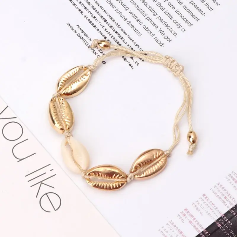 Женский плетеный браслет натуральный Каури ручная работа|Плетеные браслеты| |