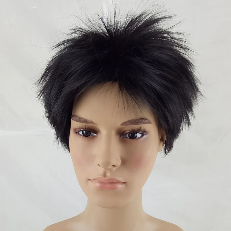 HAIRJOY мужской женский слоистый парик из синтетических волос Короткие натуральные парики мужской коричневый полный парик