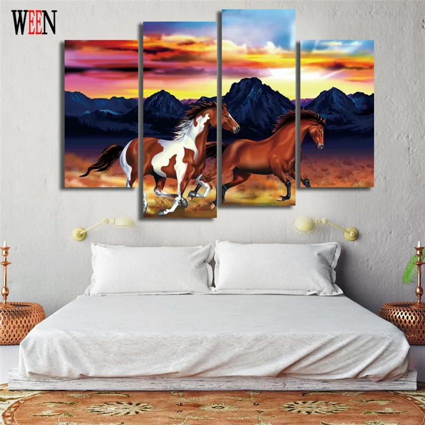 WEEN две лошади настенные фотографии для гостиной HD печать животных Cuadros Decoracion