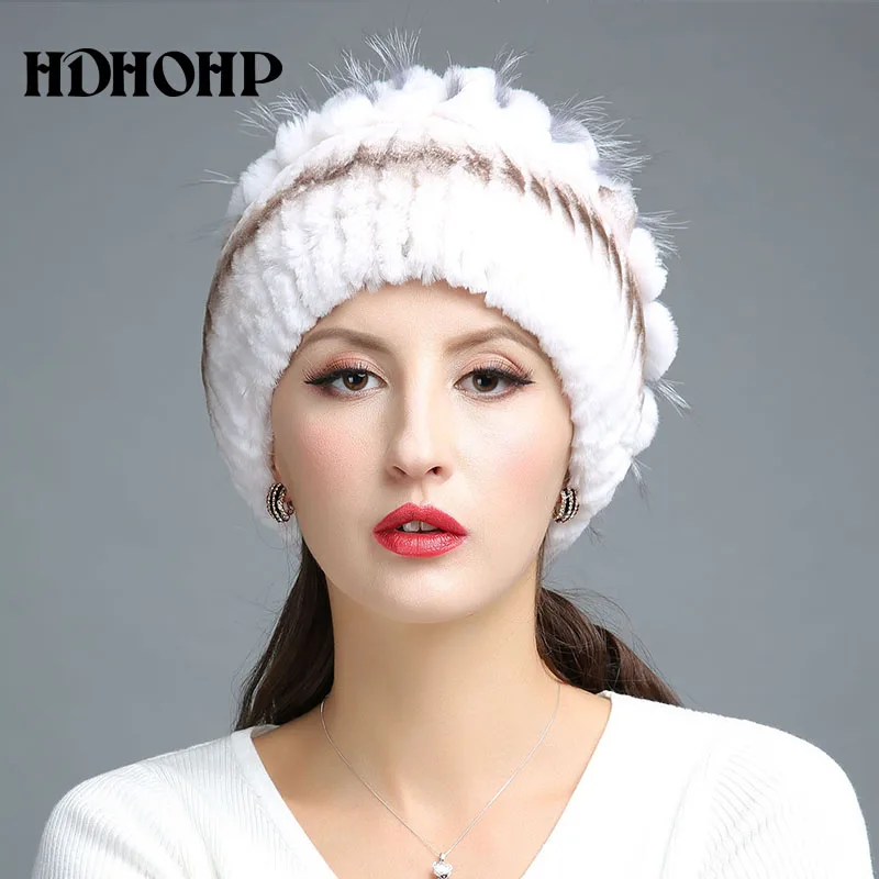 HDHOHR 2017 новая зимняя теплая женская шапка из натурального меха настоящий мех