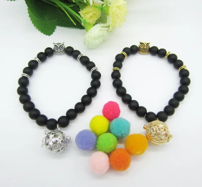 Новые горячие продажи маленькая милая сова и 8 мм черные матовые бусины с
