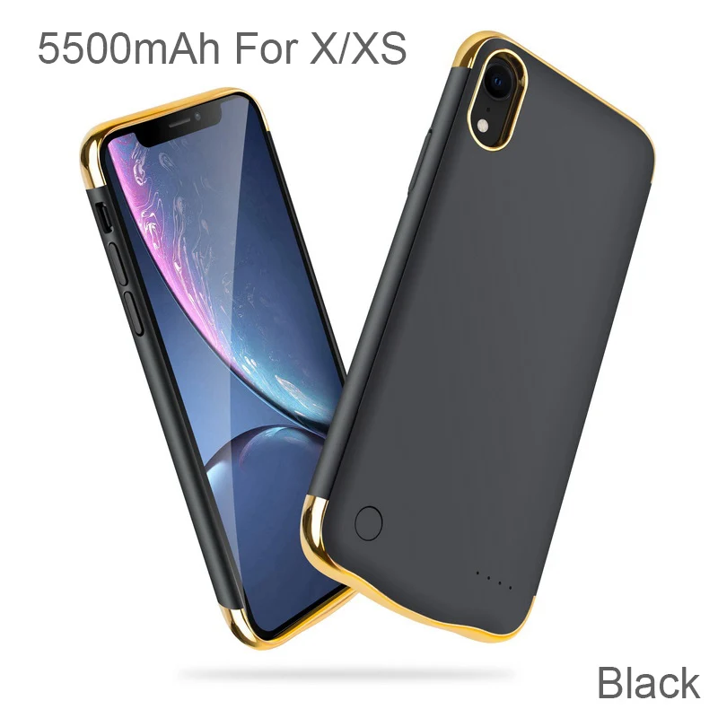 Black For X XS XGODY противоударный чехол-батарея для iphone X XS XR XSMAX 6000 мАч Внешний банк питания для мобильного телефона для iphone X XS XR XSMAX - Цвет: Black For X XS