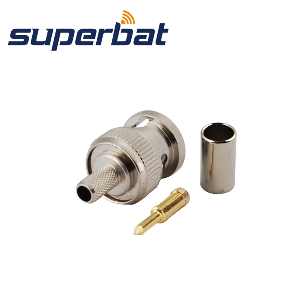 Superbat 10pcs BNC Crimp Male RF Coaxial Connector for Cable RG58 RG142 LMR195