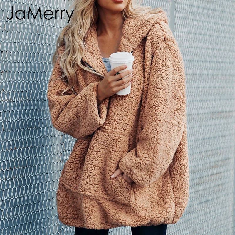 JaMerry искусственная овечья шерсть Толстая Женская куртка пальто плюс размер