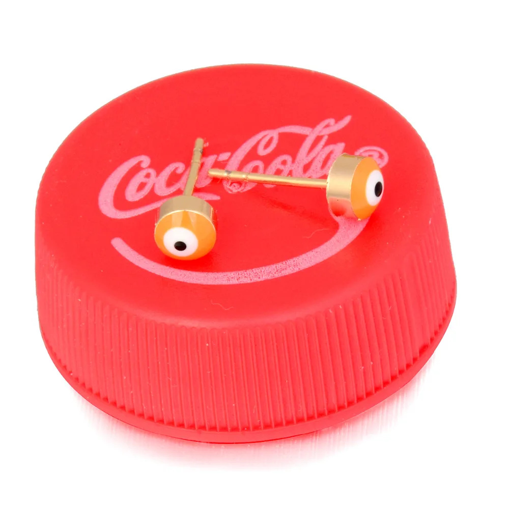 Женские серьги-гвоздики сглаза золотистого и желтого цвета | Украшения