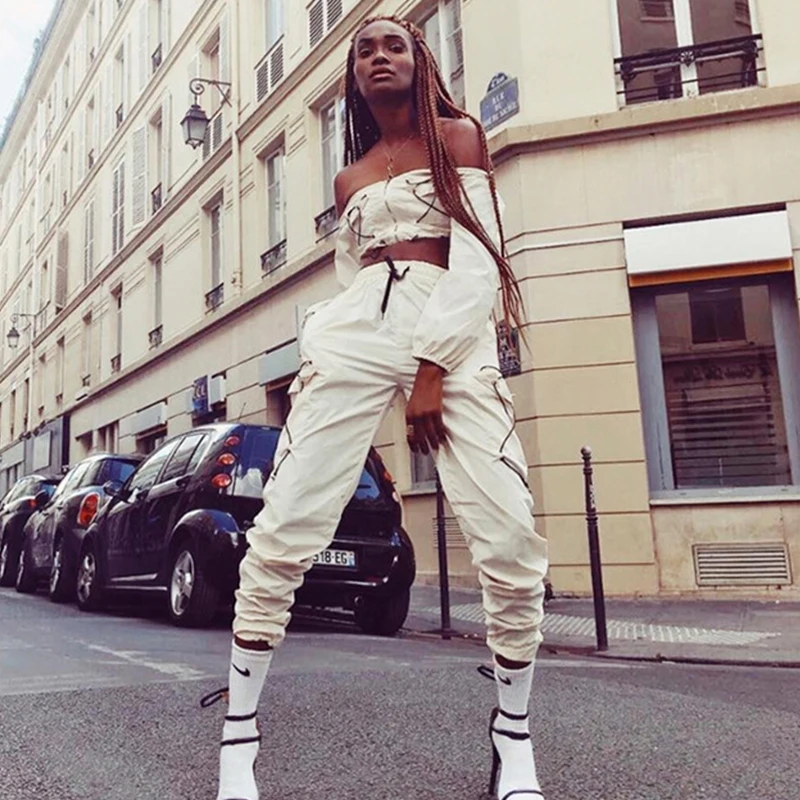 Fashion New Bar Dj Female Jazz Dance Costume Gogo Clothing Nightclub Hip Hop Tide White Suit Tops Pants 2 Pieces DWY1651 | Тематическая