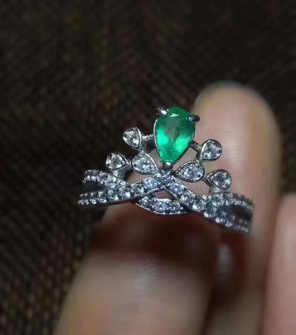 Кольцо с натуральным зеленым Изумрудом и драгоценным камнем|925 sterling gemstone rings|gemstone
