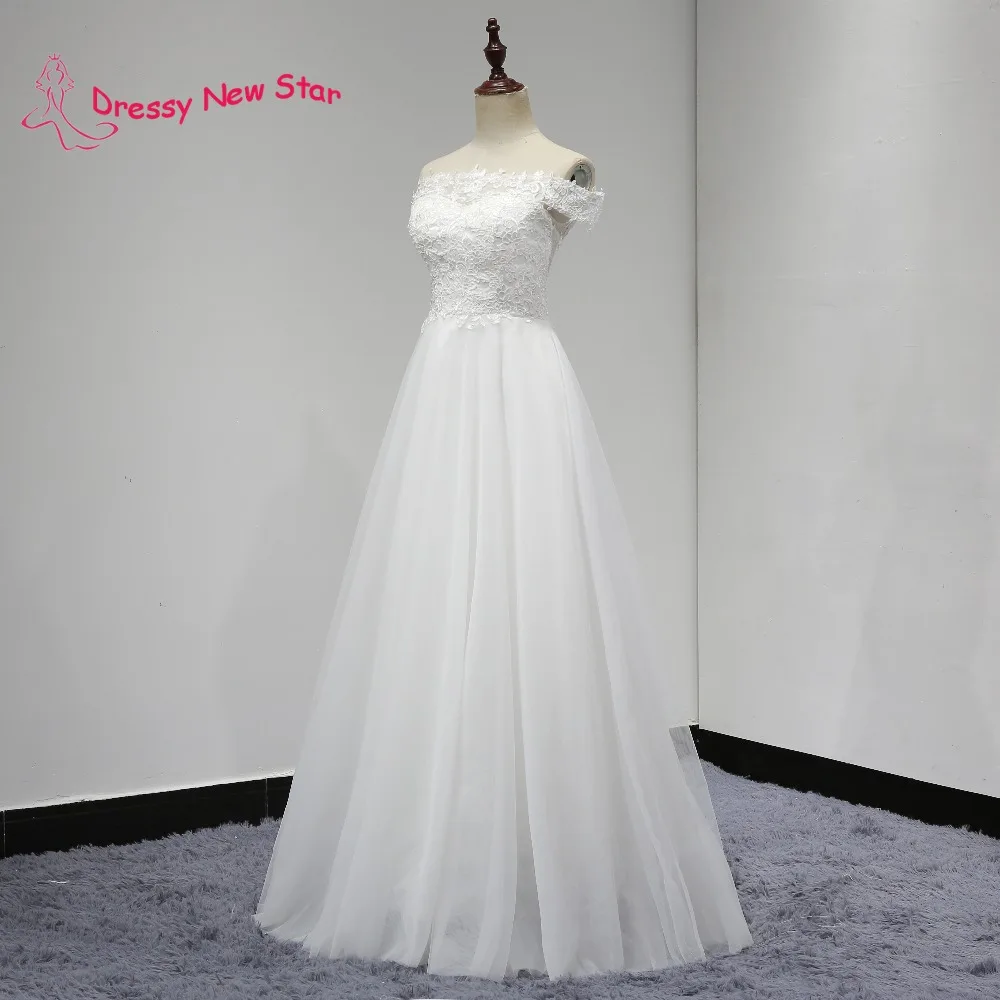 Лаконичный Кружева Свадебное Платье Аппликации Длина Пола Белый Line Светло