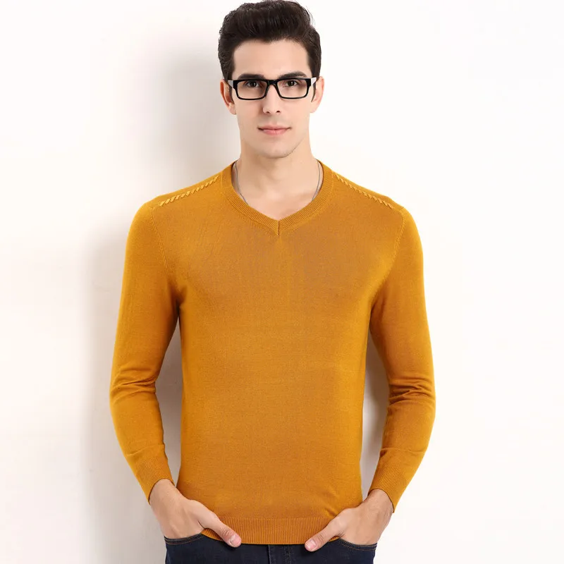 2017 Повседневное Slim Fit свитер Для мужчин Классические Однотонная одежда пуловер