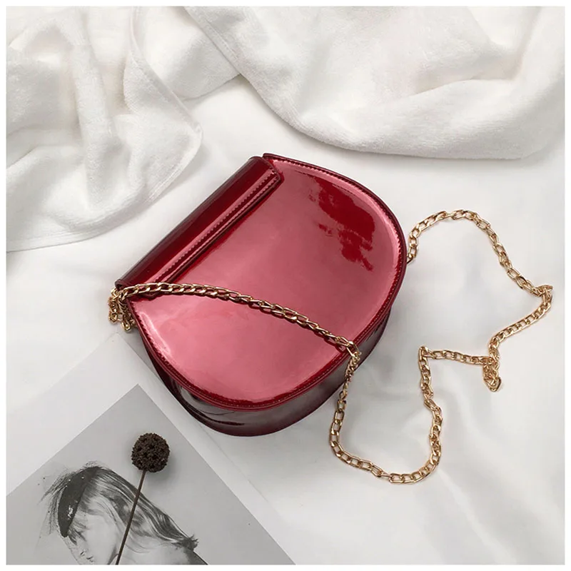 Женская сумка новинка 2019 модная мини на плечо с цепочкой текстурная лакированная