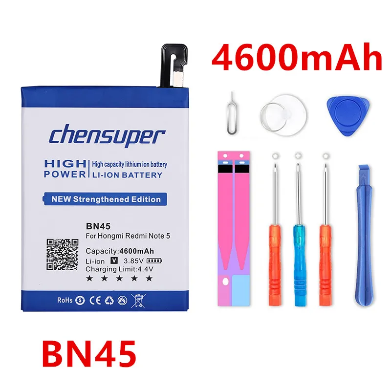 

100% Original chensuper 4600mAh BN45 Battery gift tool kit For Xiaomi Mi Note 2 / For Redmi Note 5 Replacement Li-ion Battery