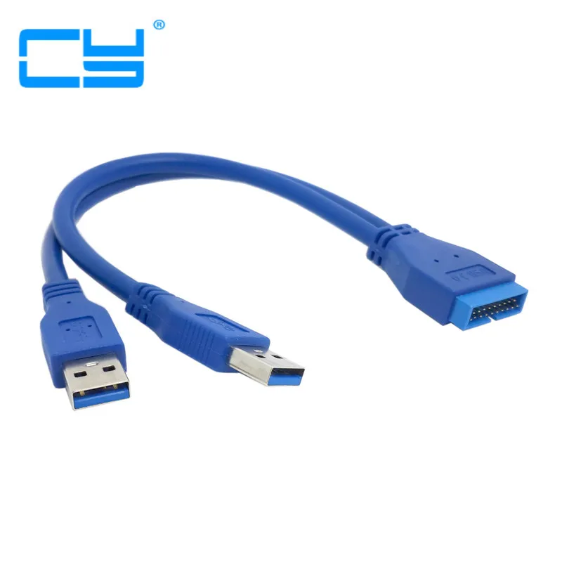 2 портный Dual Порты и разъёмы USB3.0 USB 3 0 Папа папа материнская плата 20Pin кабель