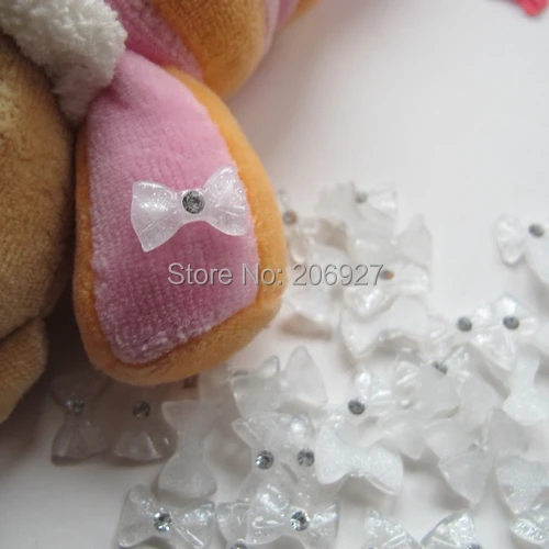 Искусственный 30 шт. милый большой кристаллический белый бант с украшением стразы