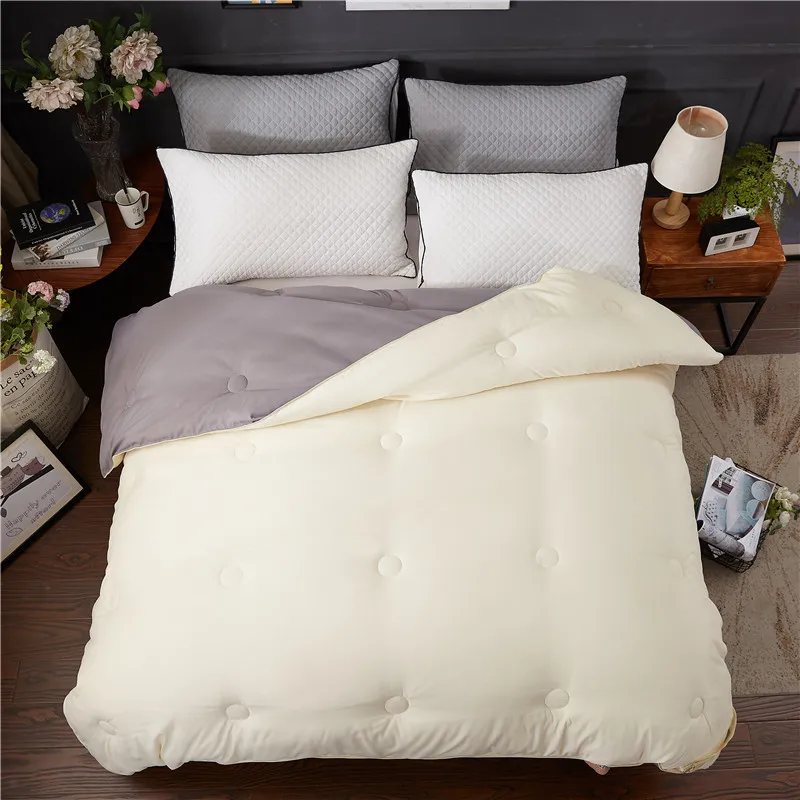 Beige With Gray Натуральный шелк одеяло роскошное тутовое одеяло наполнитель шелковое одеяло зима лето постельные принадлежности Одеяла наполнитель Король Королева двойной размер - Цвет: Beige With Gray