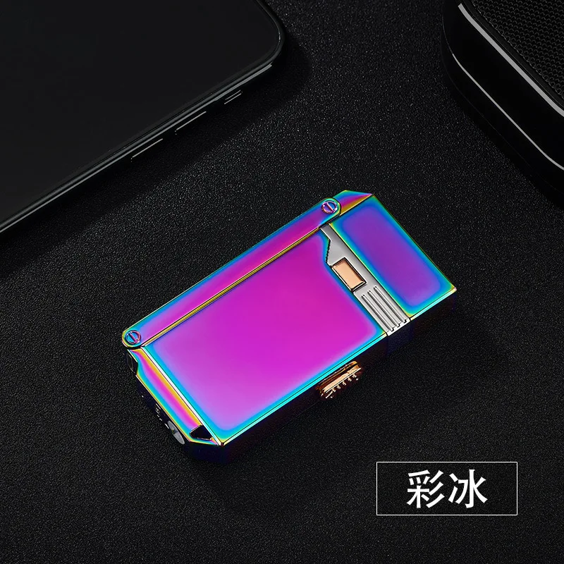 Новинка 2в1 газовая зажигалка USB дуговая плазменная зажигалка электрическая перезаряжаемая Зажигалка многофункциональная креативная Мужская Подарочная без газа - Цвет: Multicolor ice