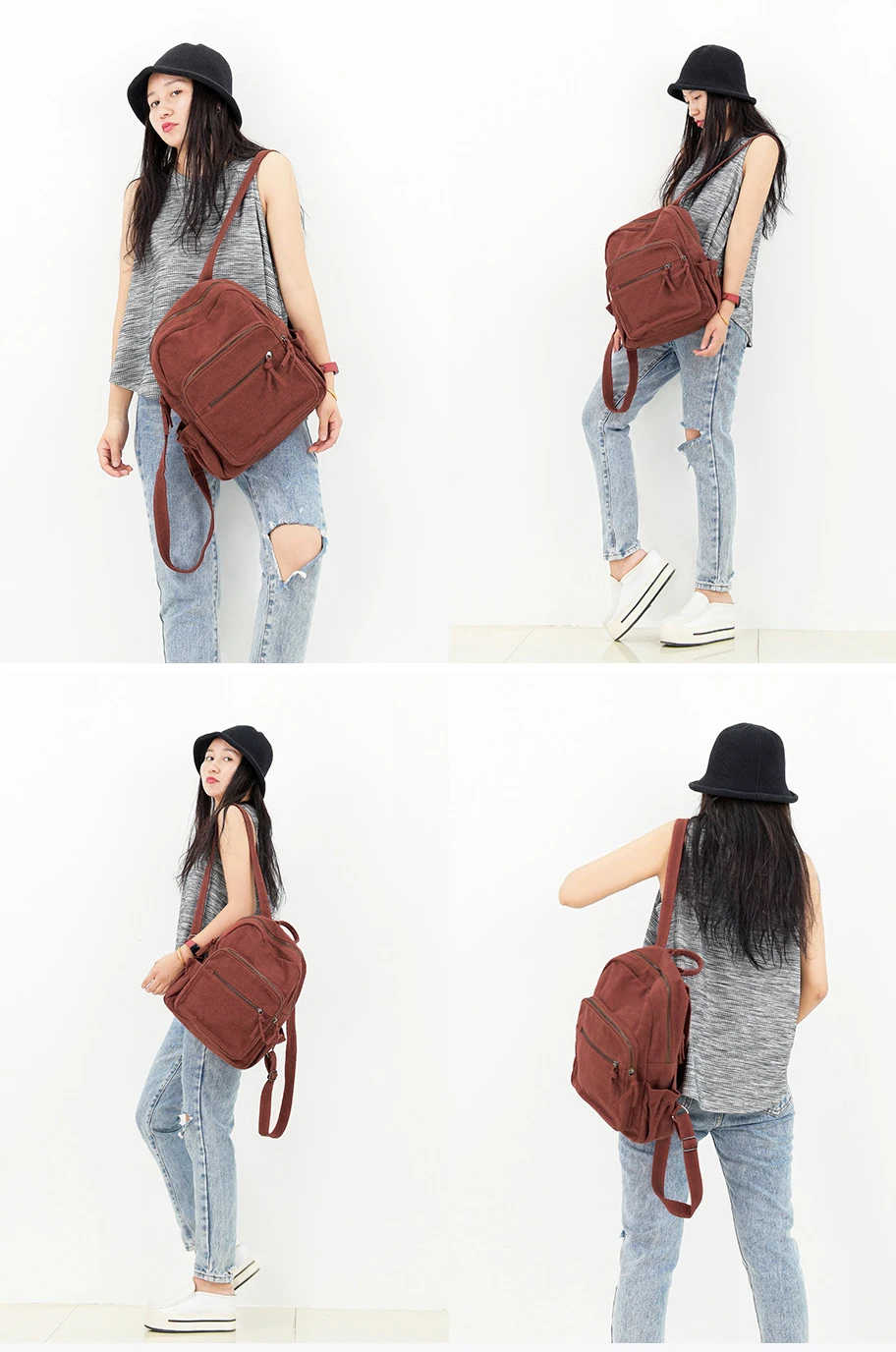 Повседневный хлопковый рюкзак для женщин-подростков простой дизайн в богемном