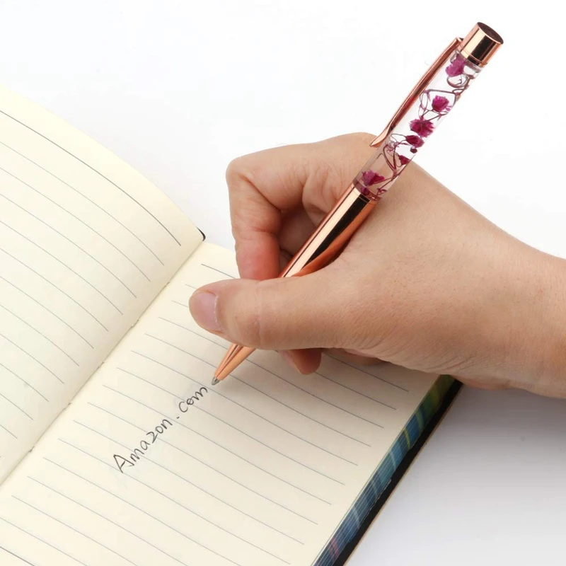 Сухая Цветочная шариковая ручка динамическая жидкая металлическая черная