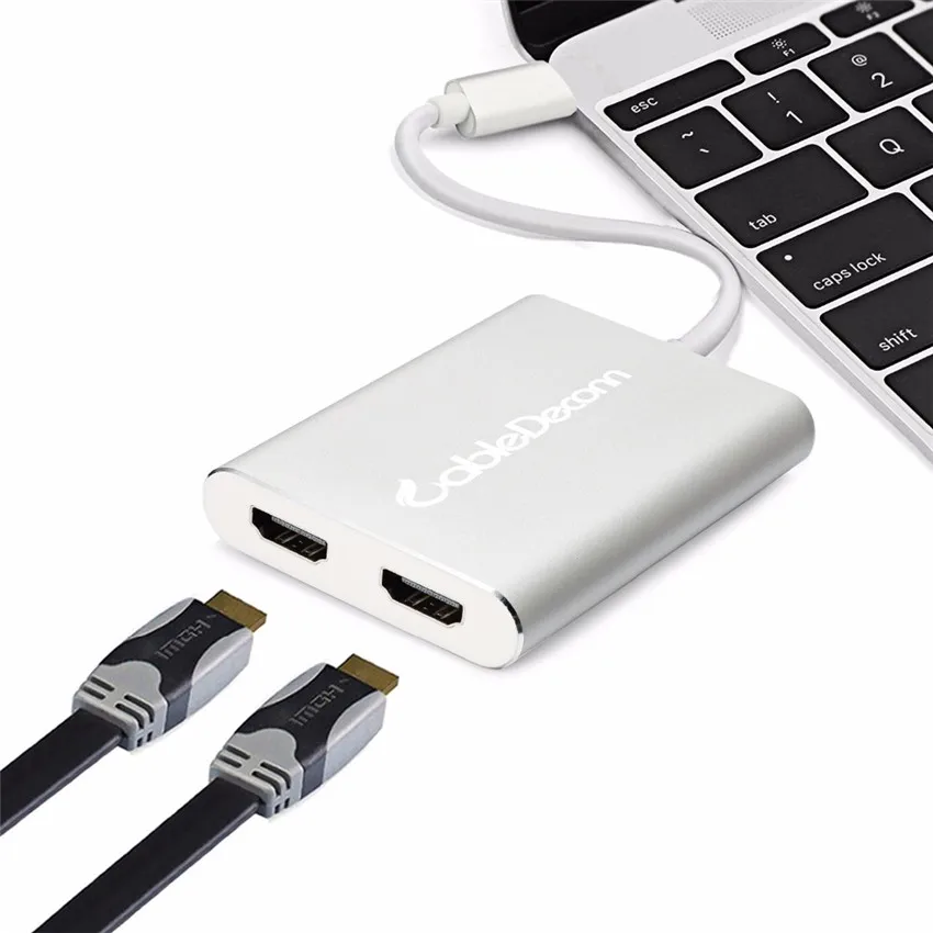 USBC 3 1 преобразователь типа c в двойной HDMI концентратор кабель 4K адаптер