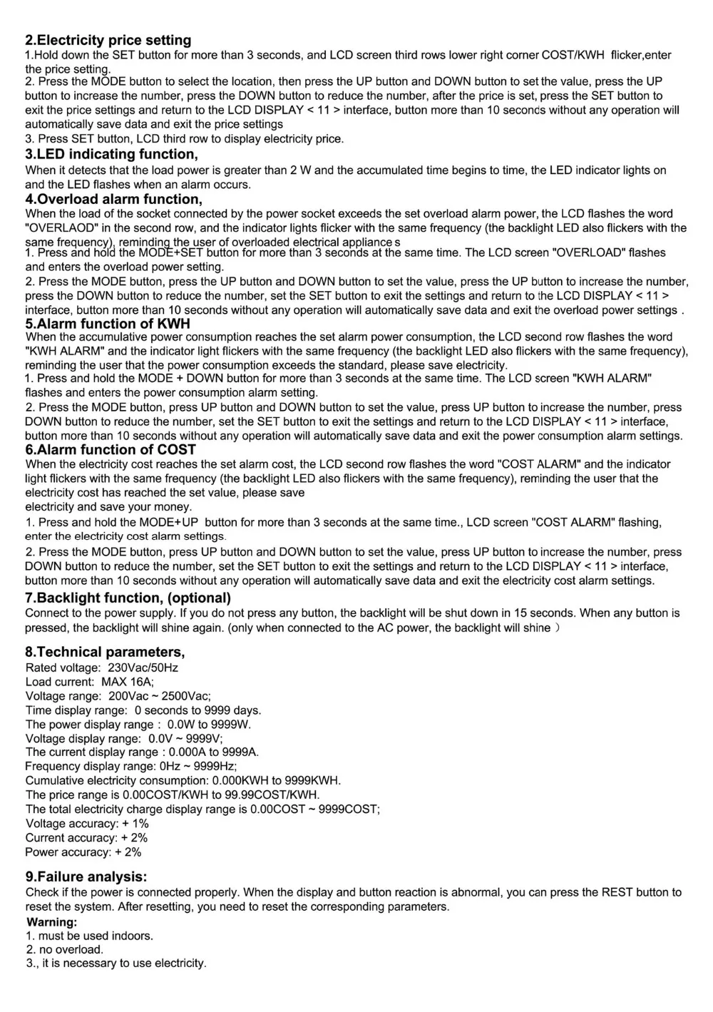 Цифровой измеритель мощности переменного тока 220 В|Измерители энергии| |