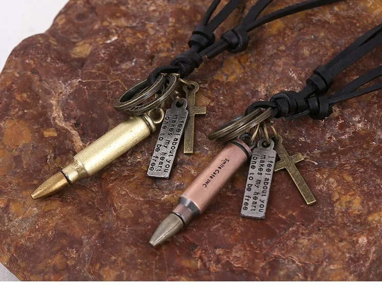 Регулируемый длинный коричневый кожаный шнур мужское крутое ожерелье с