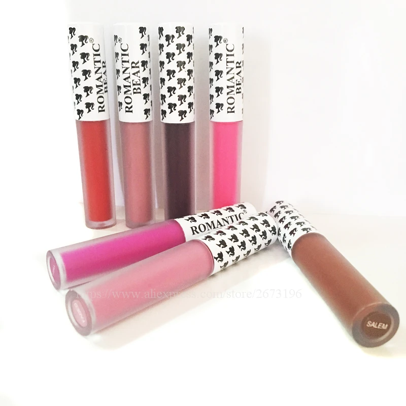 Романтический медведь бренд 12 цветов Матовый жидкий блеск для губ Batom Фиолетовый