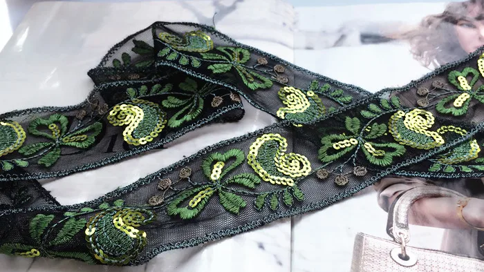 DIY зеленые листья дизайн красивые жаккардовые блестка пошив одежды обувь