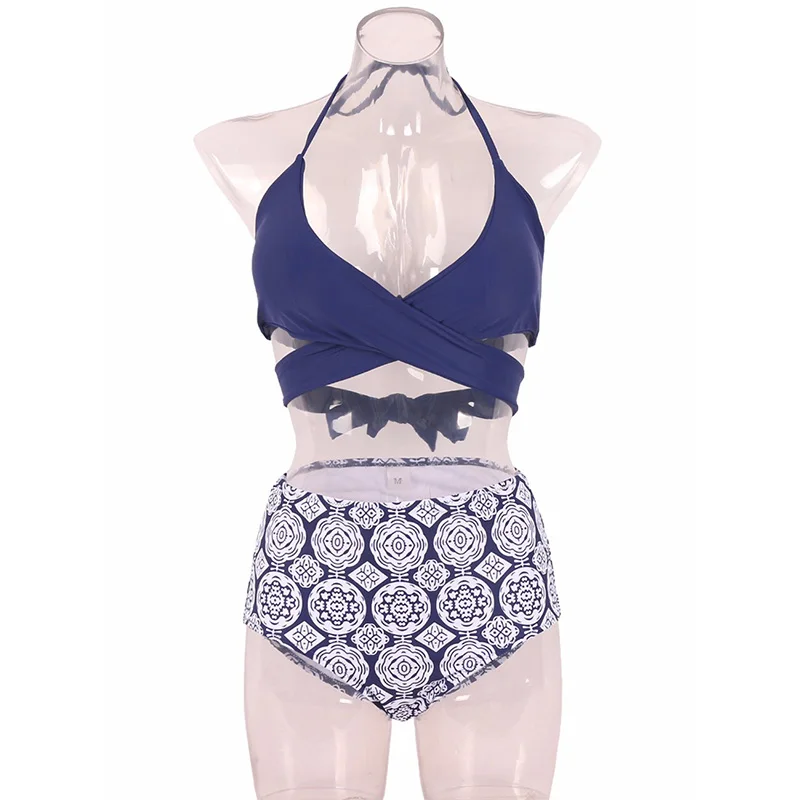 Женский купальник бикини TQSKK бразильский с высокой талией и перекрещивающимися