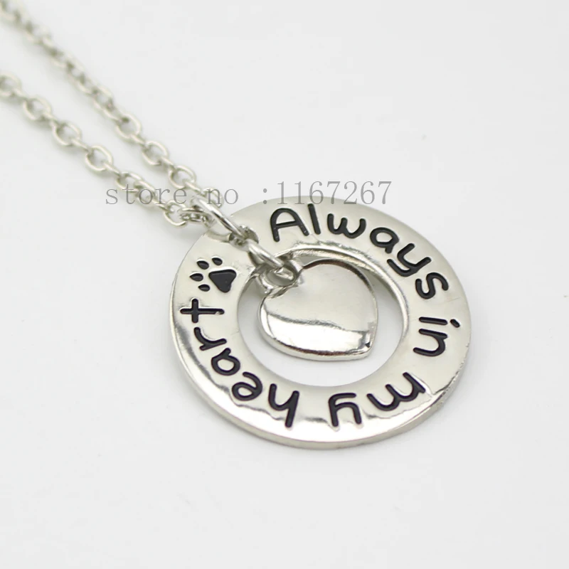 2015 Новый стиль &quotalway in my heart&quot ожерелье собачья лапа печать бирка сердце обруч