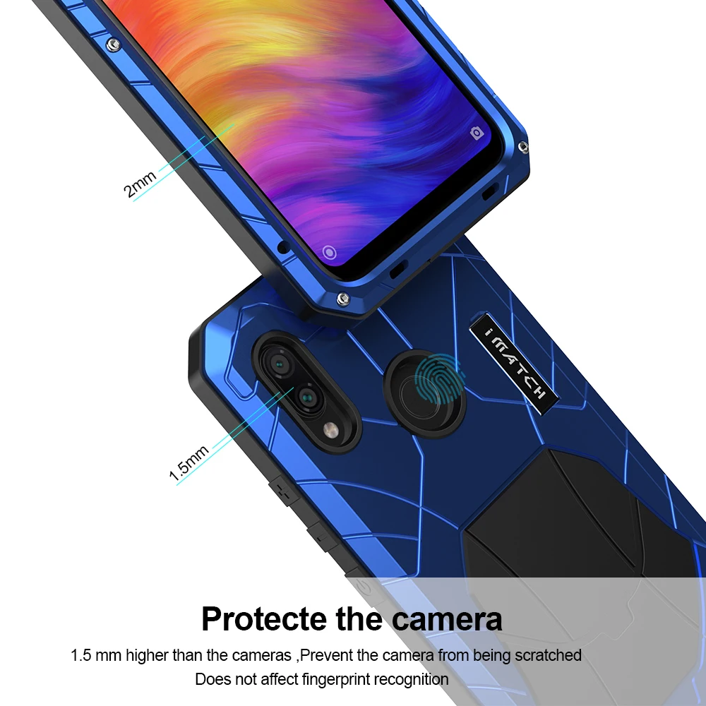 Для Xiaomi Mi Redmi Note 7 Чехол для Телефона Жесткий Алюминиевый металлический закаленное стекло Защита экрана сверхпрочный чехол для Redmi Note 7 Pro
