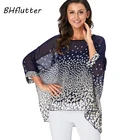 Женская шифоновая блузка BHflutter, шифоновая блузка с цветочным принтом и открытыми плечами, размера плюс, 4XL, 5XL, 6XL, сексуальные блузки, лето 2019